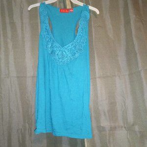 Turqouise Tank Top with 3D Rose Design